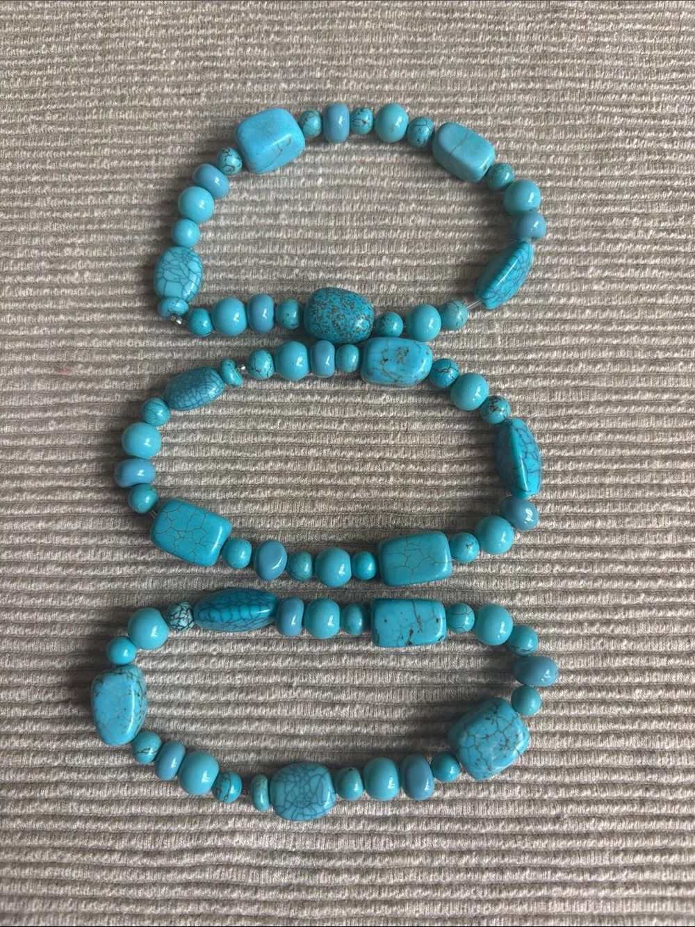 Turquoise Beaded Stretch Bracelet Set - Picture 2 of 2